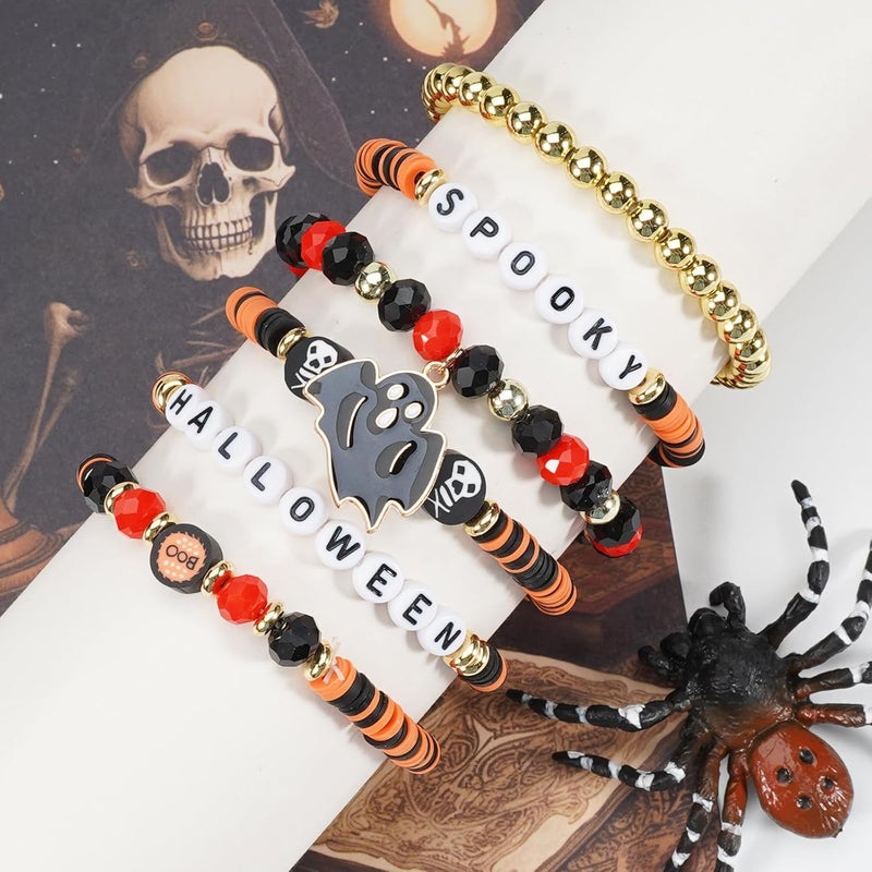 Lonext Halloween Bracelets Stackable Heishi Beaded Stretch Bracelets - Image 2